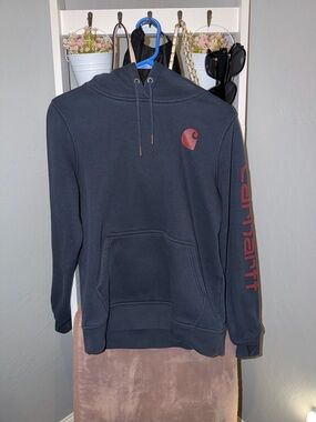 Carhartt Women’s Navy Hoodie with Red Logo